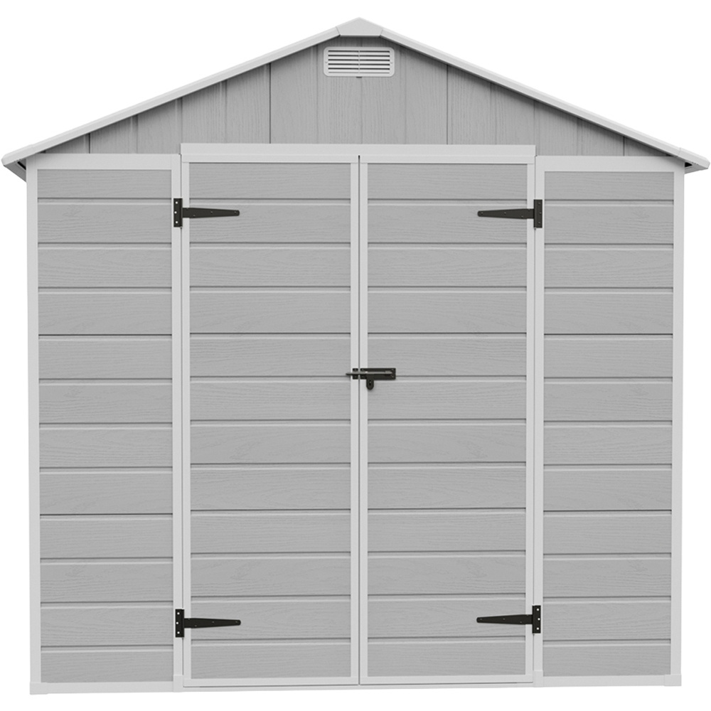 Living and Home 8 x 4ft Smokey Grey Wood Grain Plastic Apex Storage Shed Image 2