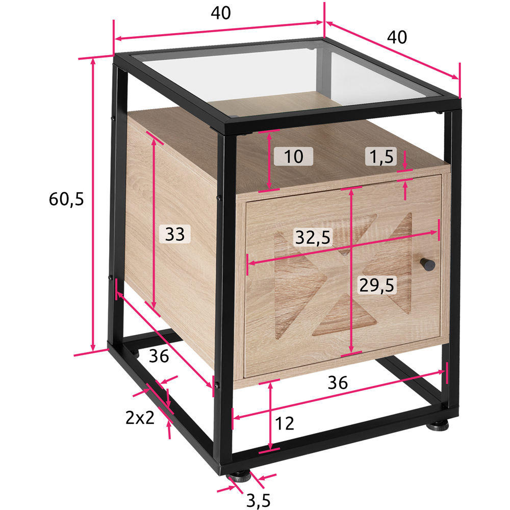 tectake Kidderminster Light Wood Oak Sonoma Bedside Table Image 9