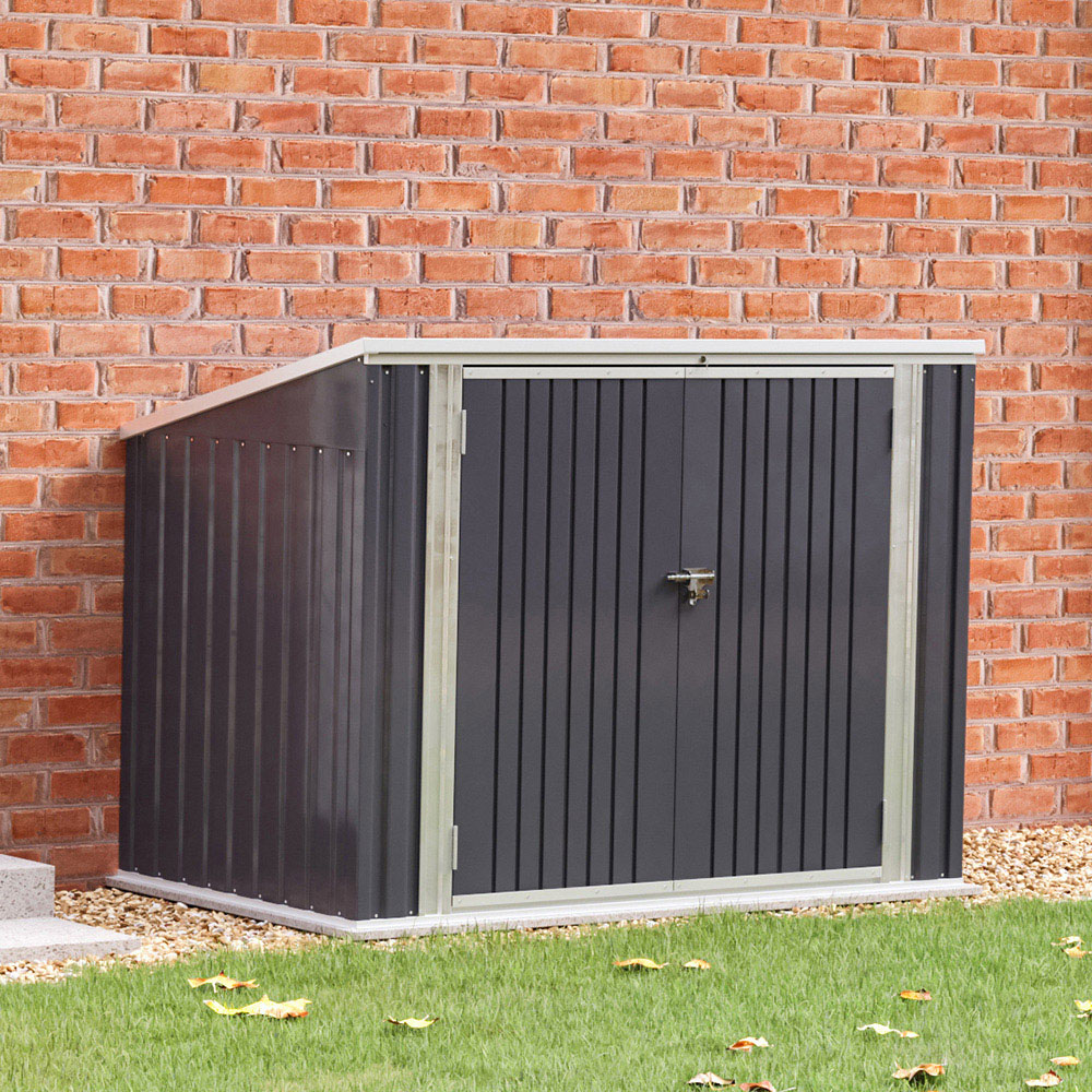 Living and Home 4.2 x 5.7ft Black Steel Trash Can Storage Shed Image 2