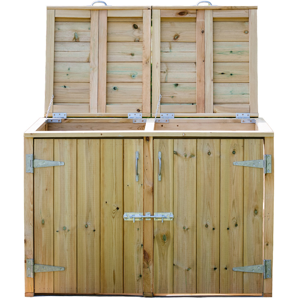 The Garden Village Dutton 4 x 2ft Double Dustbin Storage Shed Image 5