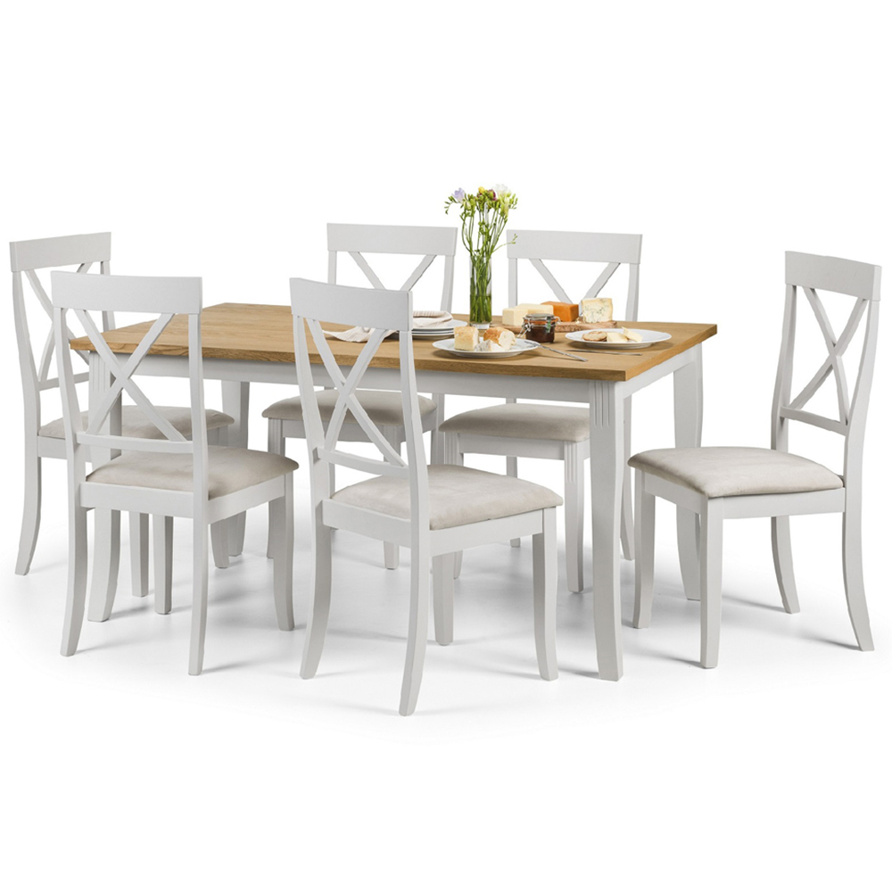 Julian Bowen Davenport 6 Seater Grey And Oak Rectangular Table Set Image 2