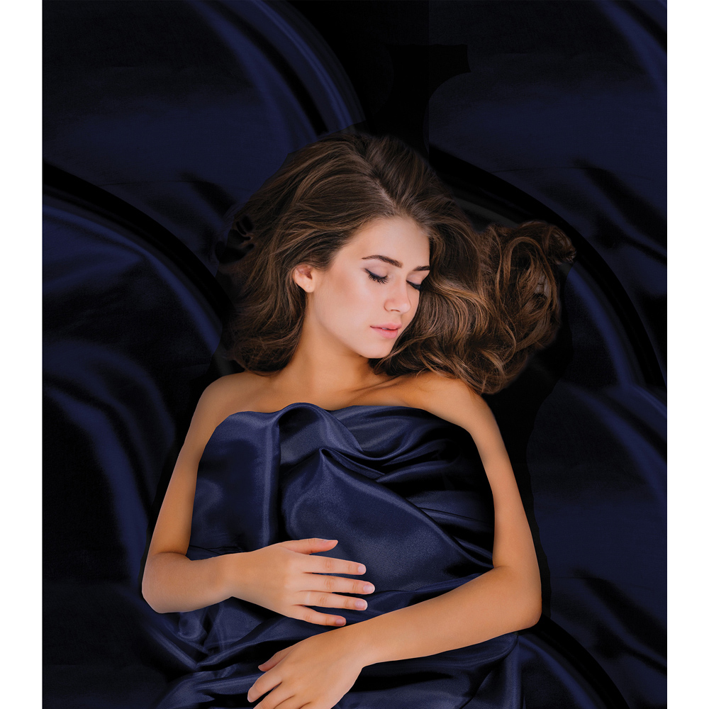 Intimates Super King Size Navy Satin Bedding Set Image 4