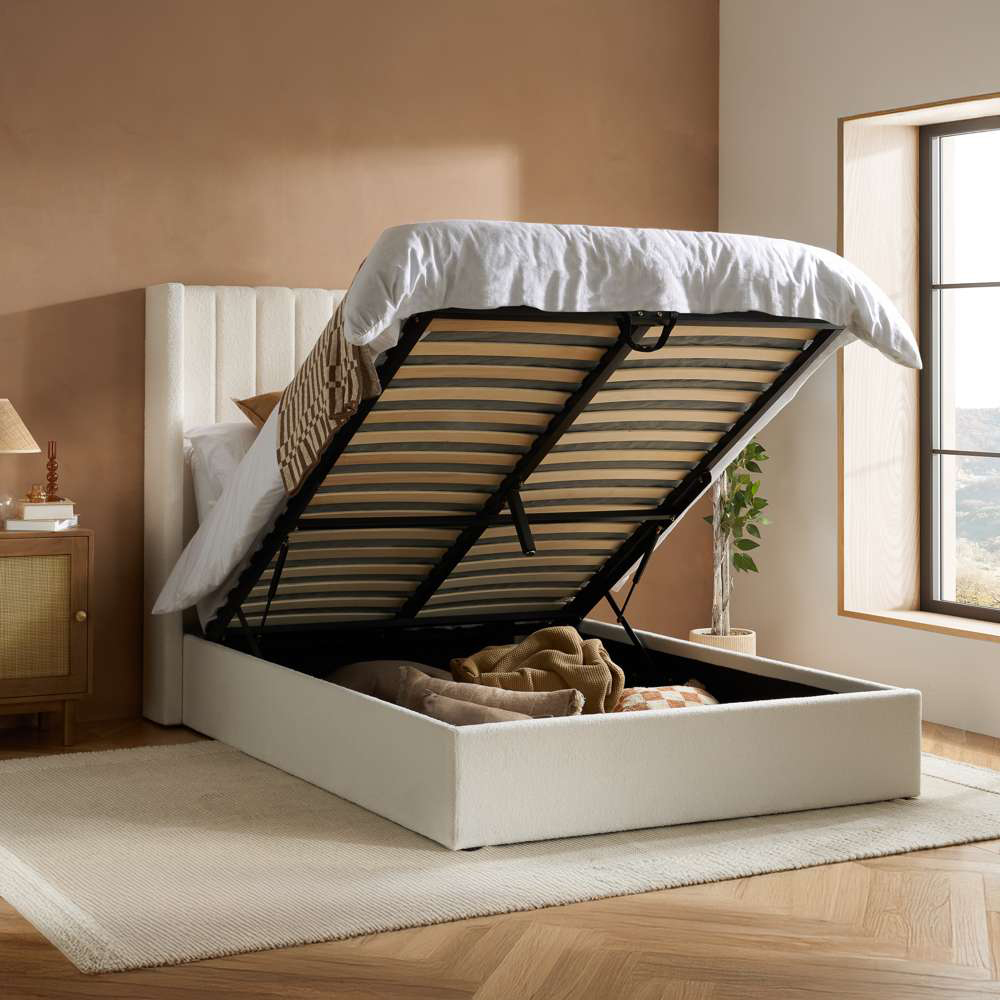 Birlea Maisey Small Double White Boucle Ottoman Bed Image 2