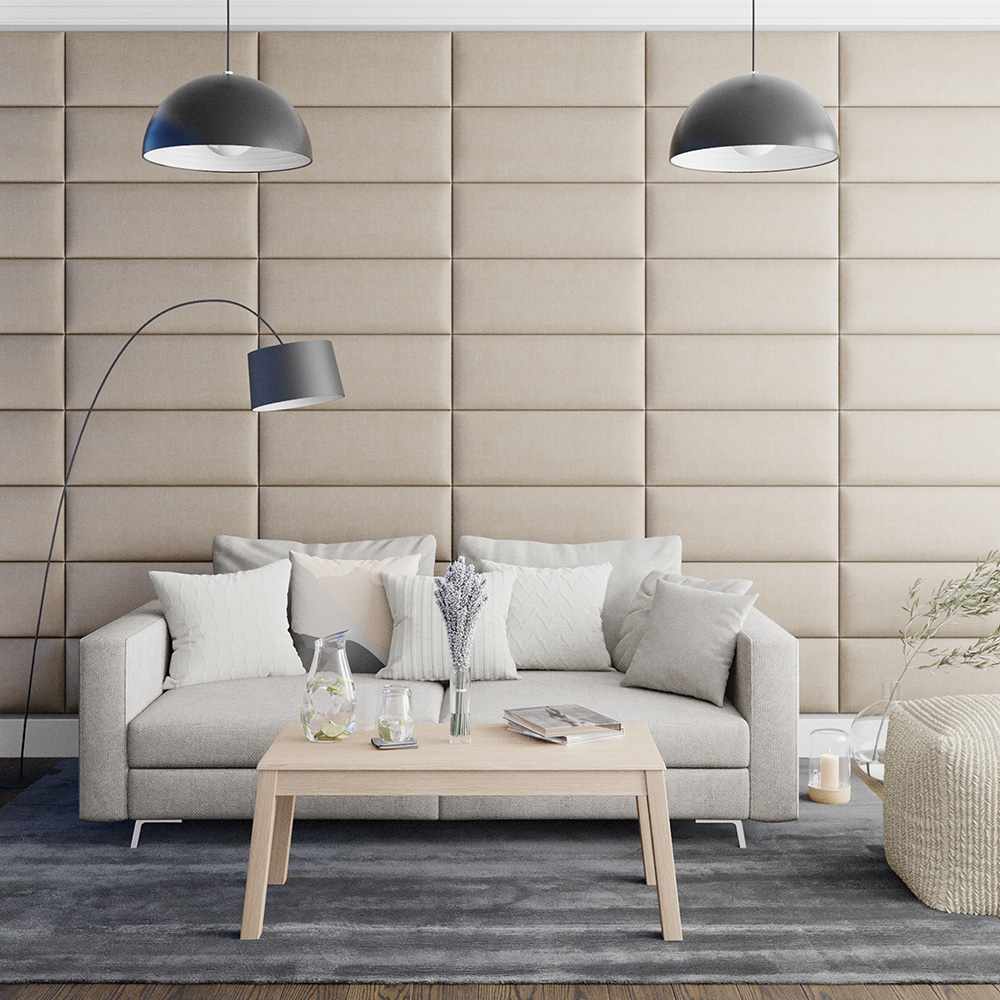 Aspire EasyMount Cream Malham Weave Upholstered Wall Mounted Headboard Panels 2 Pack Image 3