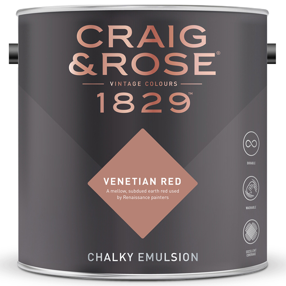 Craig & Rose Walls and Ceilings Venetian Red Chalky Emulsion Paint 5L Image 2