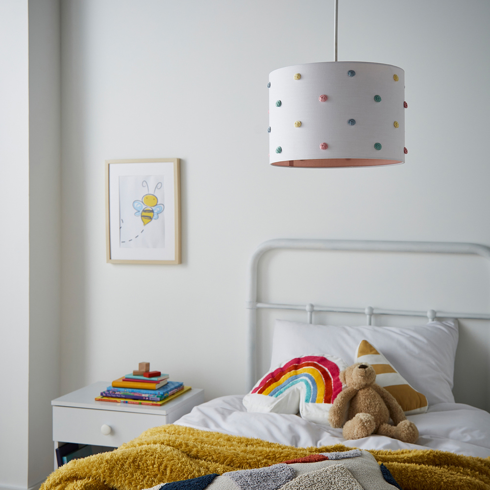 Glow Easyfit White Pom Pom Lamp Shade Image 6