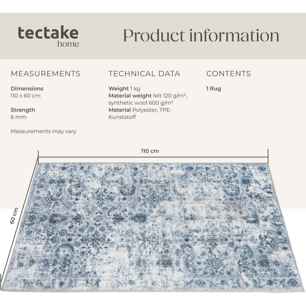 tectake Amara Vintage Non Slip Rug 110 x 60 x 0.6cm Image 8