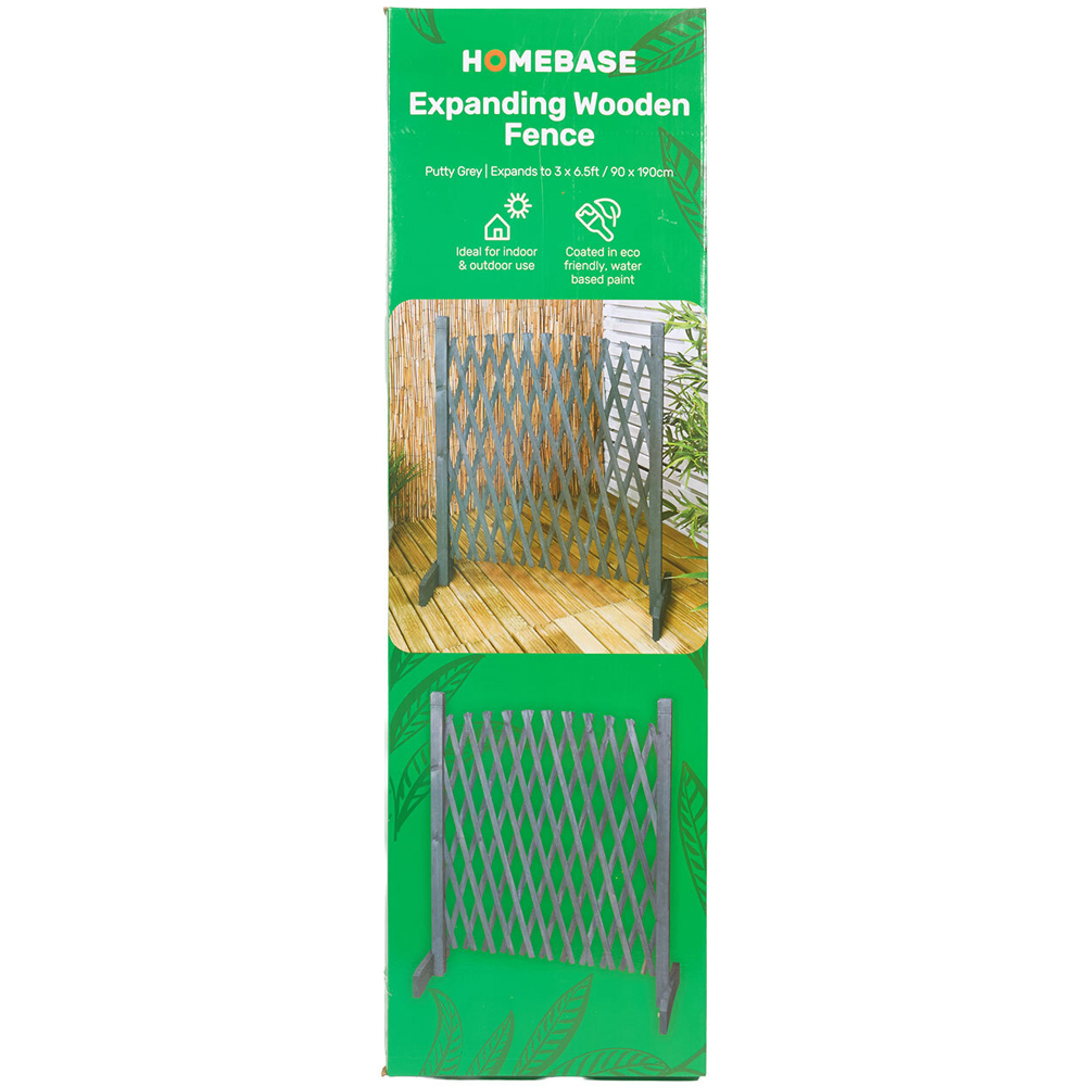Expanding Wooden Trellis Fence Putty Grey Image 3