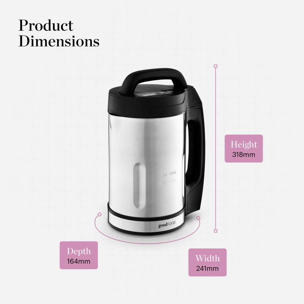 Good Food GF12069 Stainless Steel Soup Maker Saute Function 1.6L Image 9