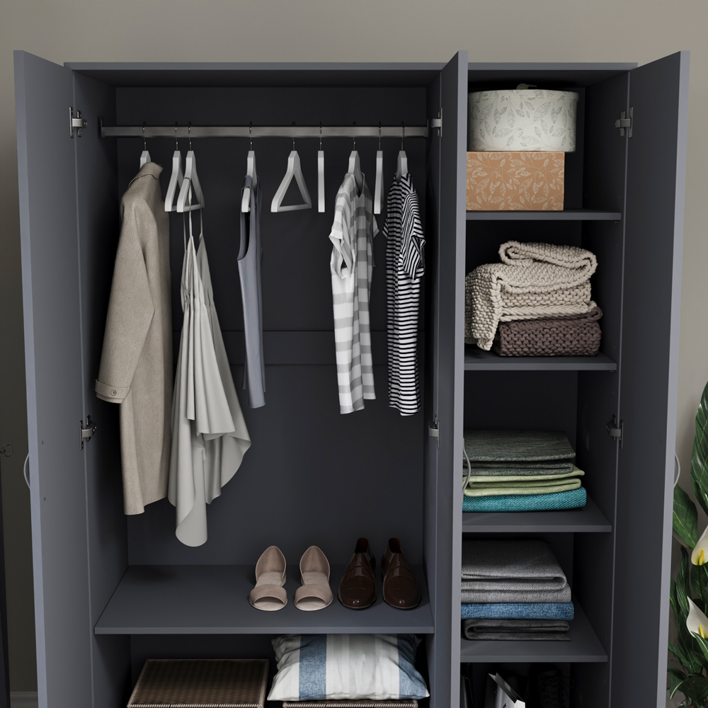 VIDA DESIGNS Riano 3 Door Grey Wardrobe Image 6