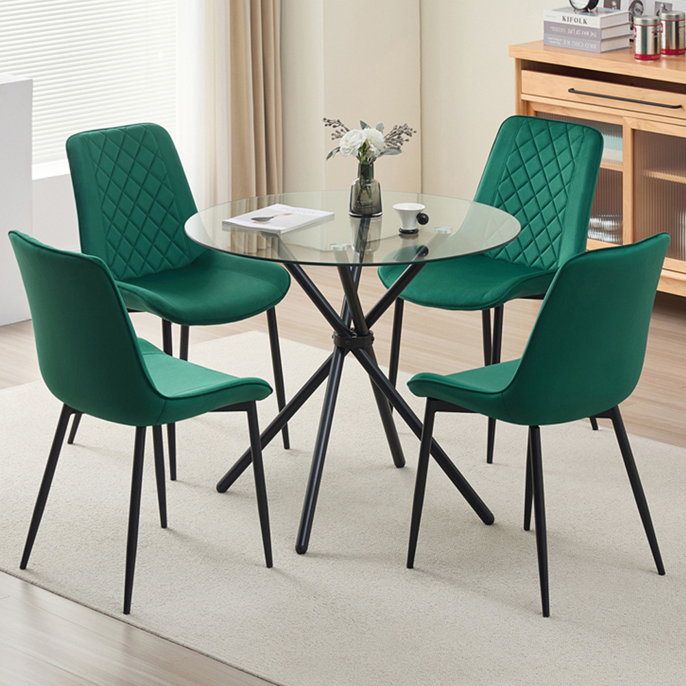 Indoor Living New York Amelia 4 Seater Round Dining Set Green Image 1