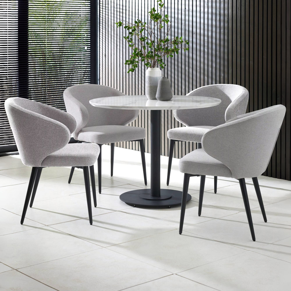 Julian Bowen Luca 4 Seater Marble-Effect Round Dining Table White Image 7
