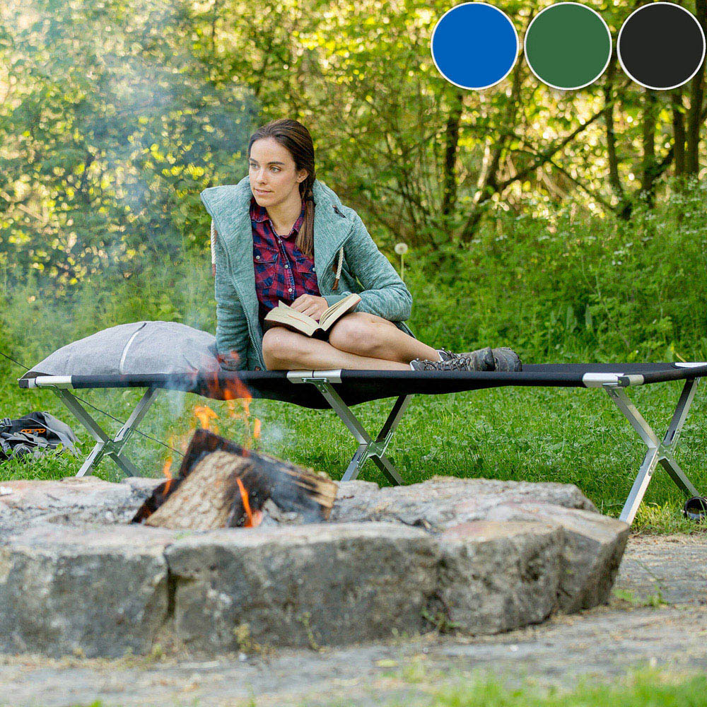 tectake Black Aluminium Camping Beds 4 Pack Image 2