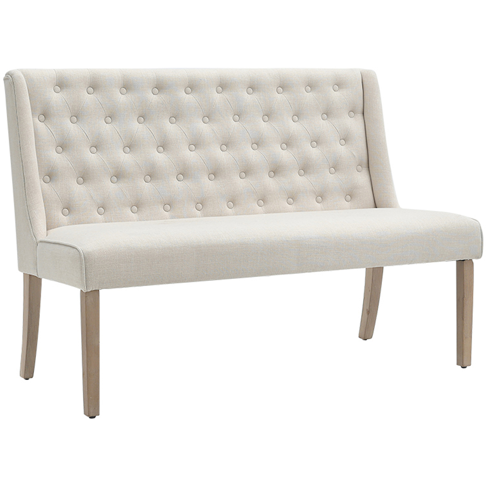 Living and Home 2 Seater Beige Upholstered Tufted Dining Bench Image 2