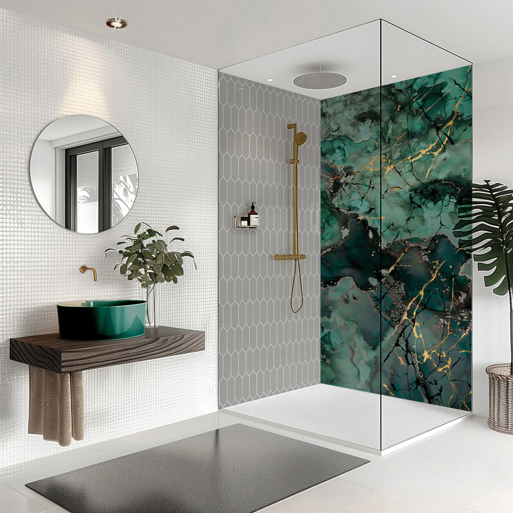 Splashbax Premium Artisan Liquid Marble Teal Di Bond Shower Panel 2400 x 1220mm Image 5