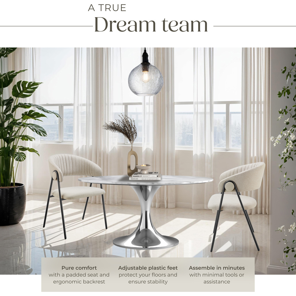 tectake Bedano Set of 2 Greige Dining Chair Image 5