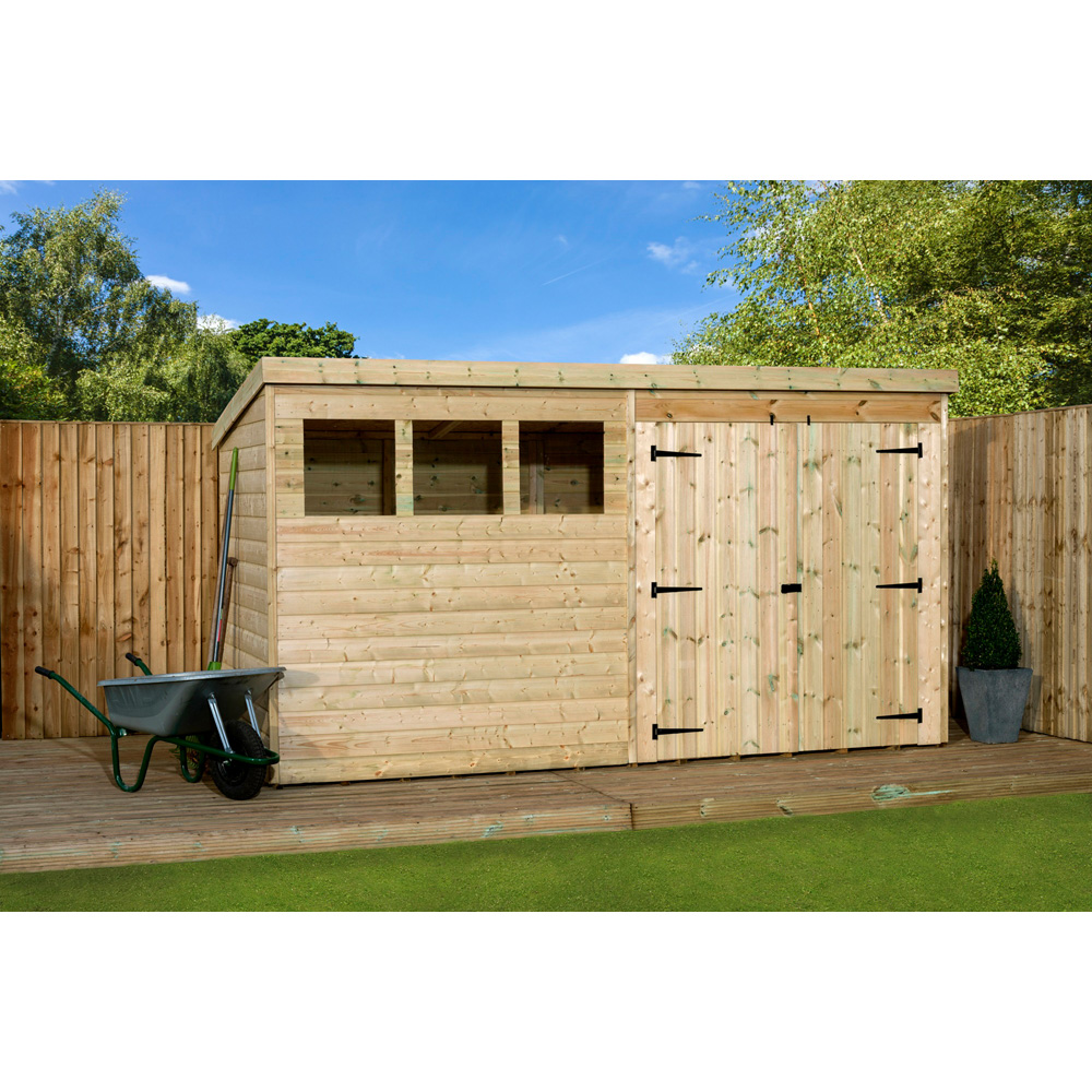 Empire Sheds 4000 14 x 7ft Double Door Tongue and Groove Wooden Pent Garden Shed Image 2