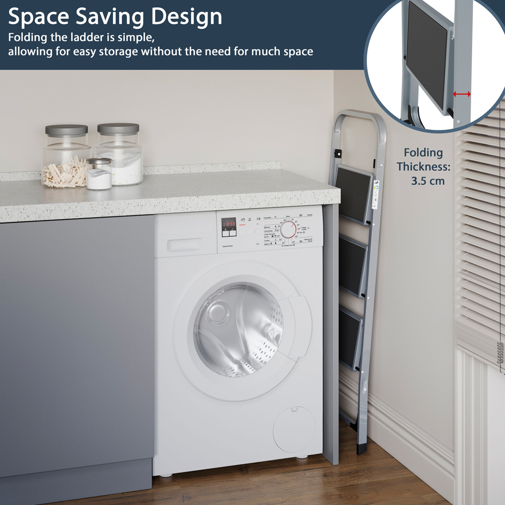 Home Vida 3 Step Grey Ladder with Anti Slip Mat Image 5