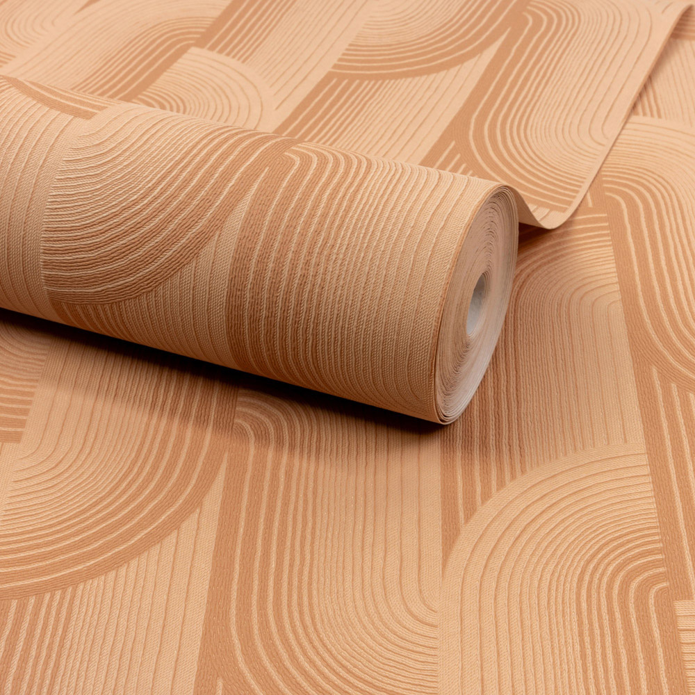 Grandeco Boutique Romanie Art Deco Rust Luxury Embossed Coral Wallpaper Image 2