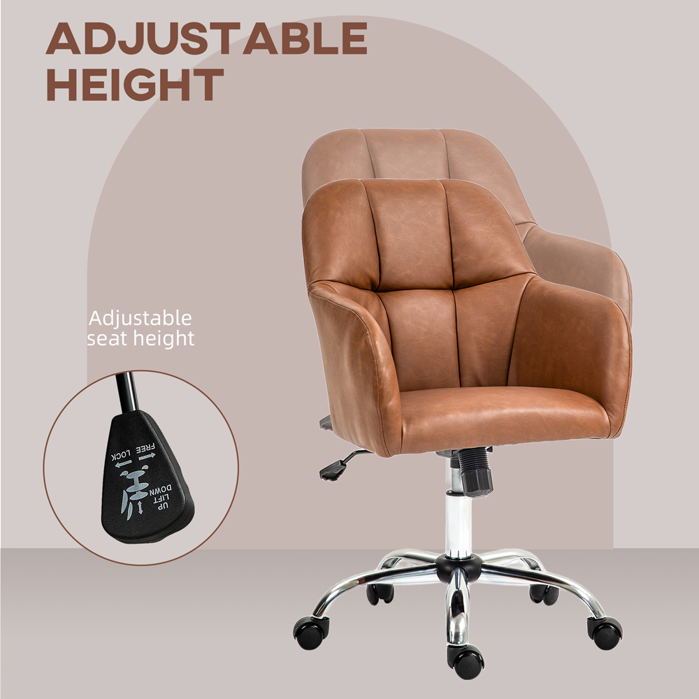 Portland Brown PU Leather Swivel Office Chair Image 6