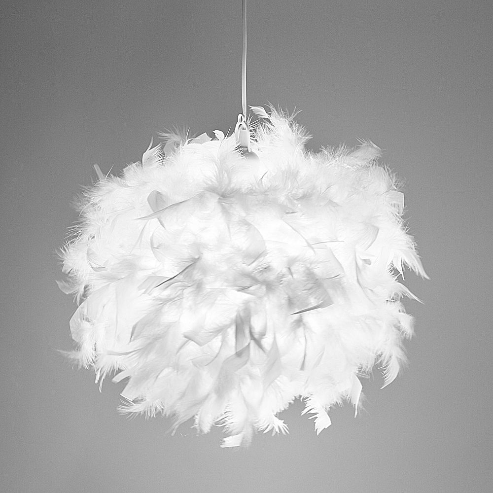 Happy Homewares Small White Feather Decorated Pendant Shade Image 2