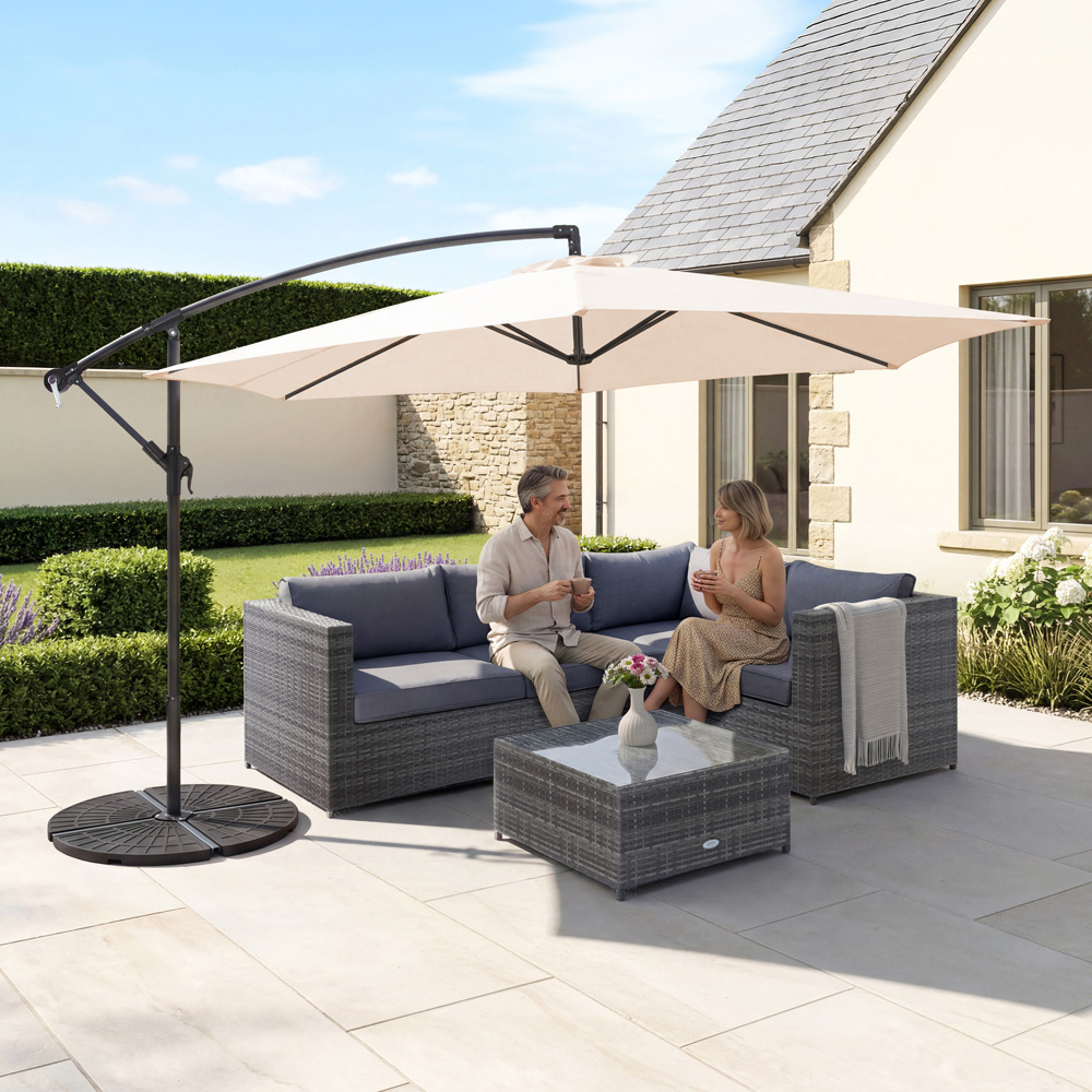 Charles Bentley Cream Hanging Cantilever Parasol 3m Image 7