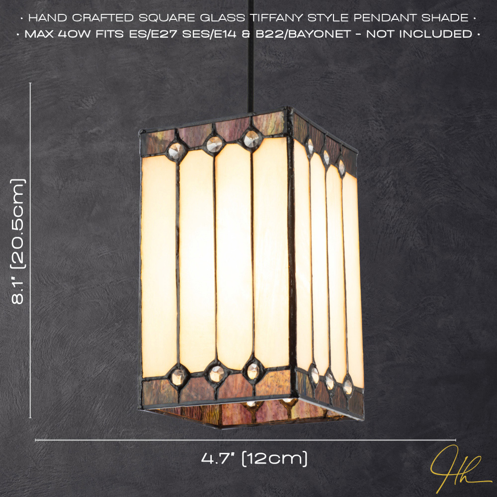 Happy Homewares Opal White Stained Glass Tiffany Pendant Shade Image 7