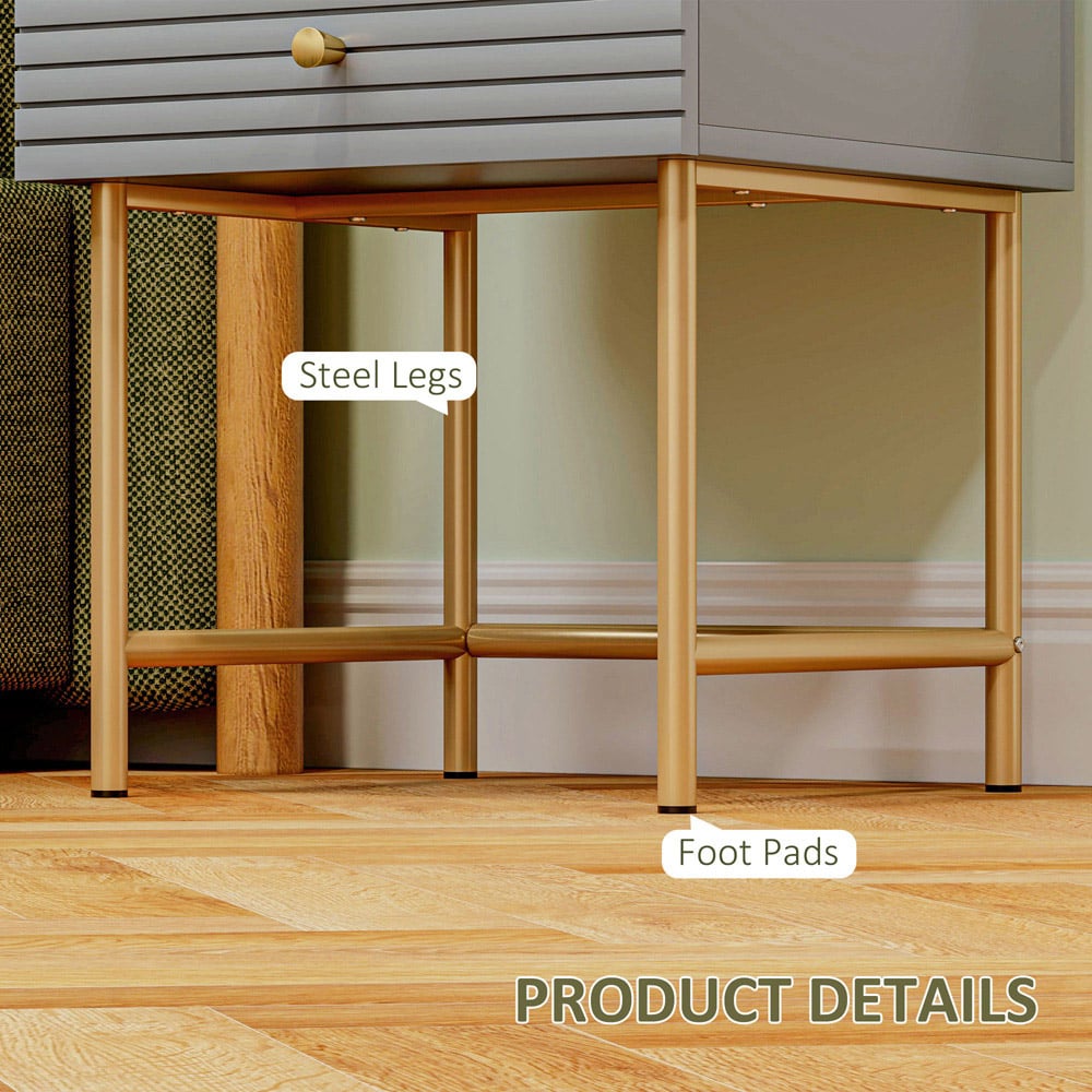 Portland 2 Drawer Grey Bedside Table Set of 2 Image 6