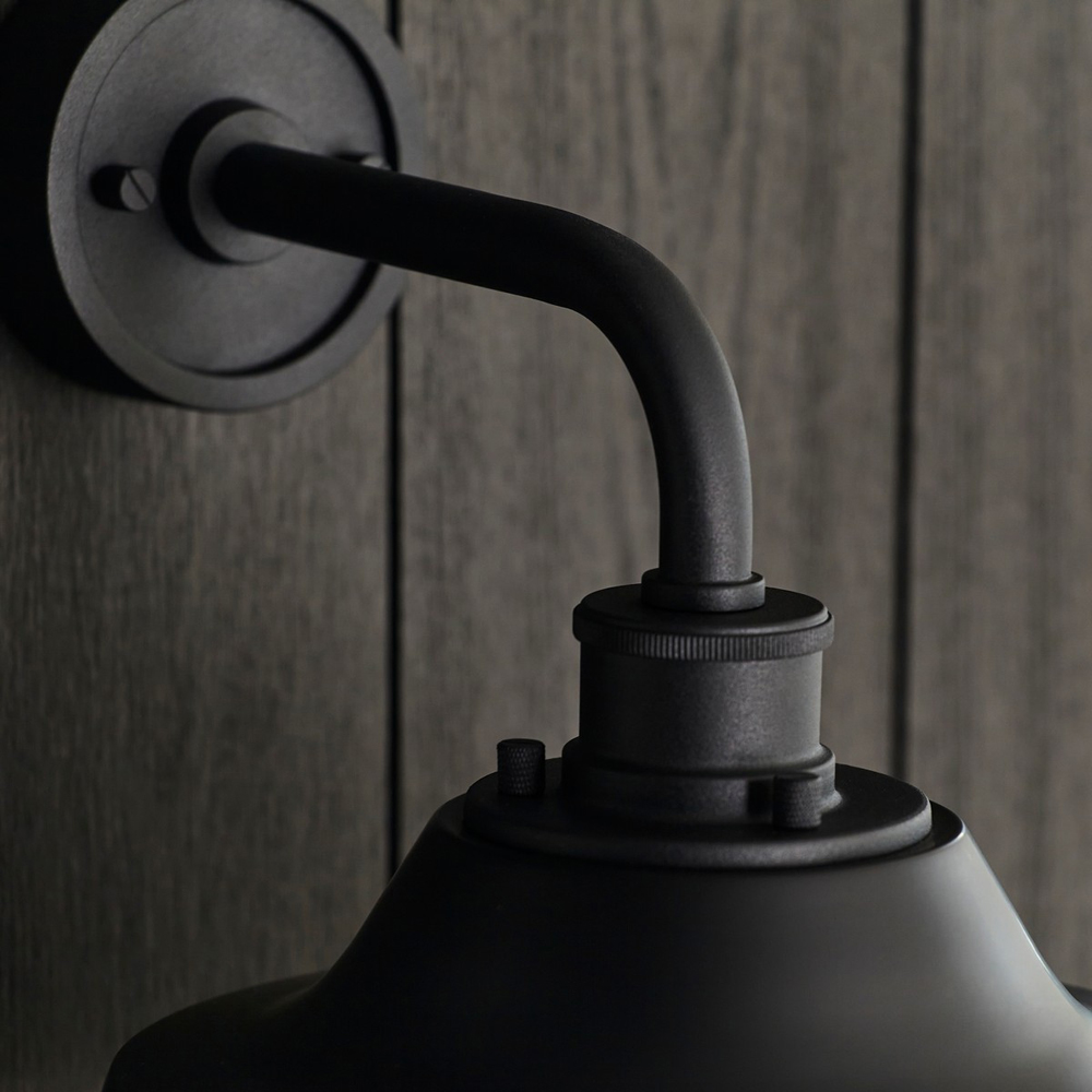 Merano Brindisi Matt Black Clear Glass Textured Outdoor Dome Wall Lamp Image 5