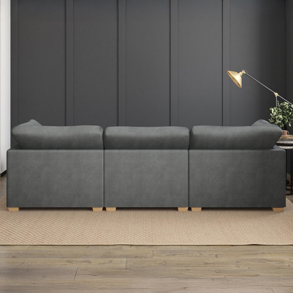 Nestle 5 Seater Steel Plush Velvet Fixed Back U-Shape Sofa Image 8