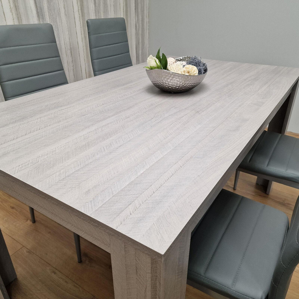 Portland 4 Seater Leather Dining Set Grey Image 2