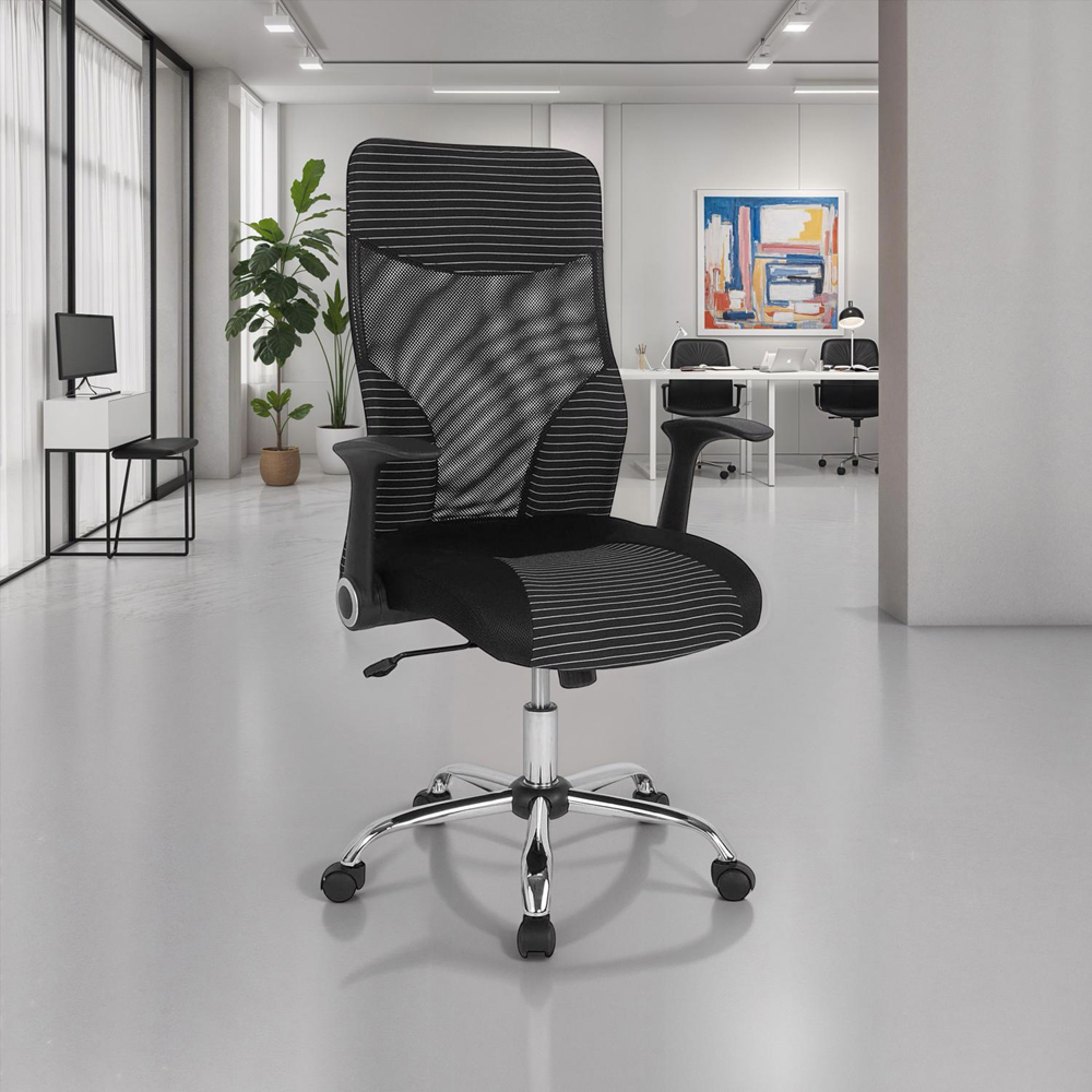 FWStyle Black Mesh Striped High Back Office Chair Image 3