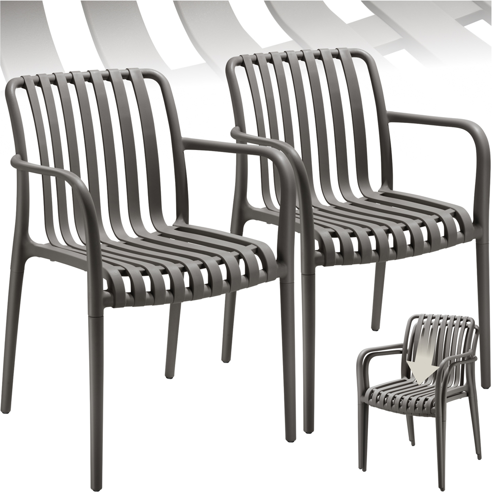 tectake Alcudia Set of 2 Anthracite Garden Chair Image 2