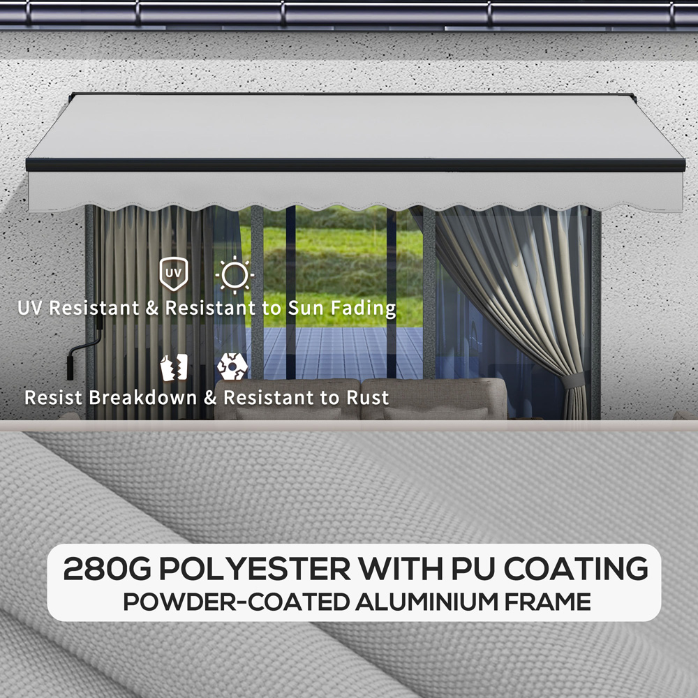 Outsunny Light Grey Aluminium Frame Electric Retractable Awning 3.5 x 2.5m Image 6