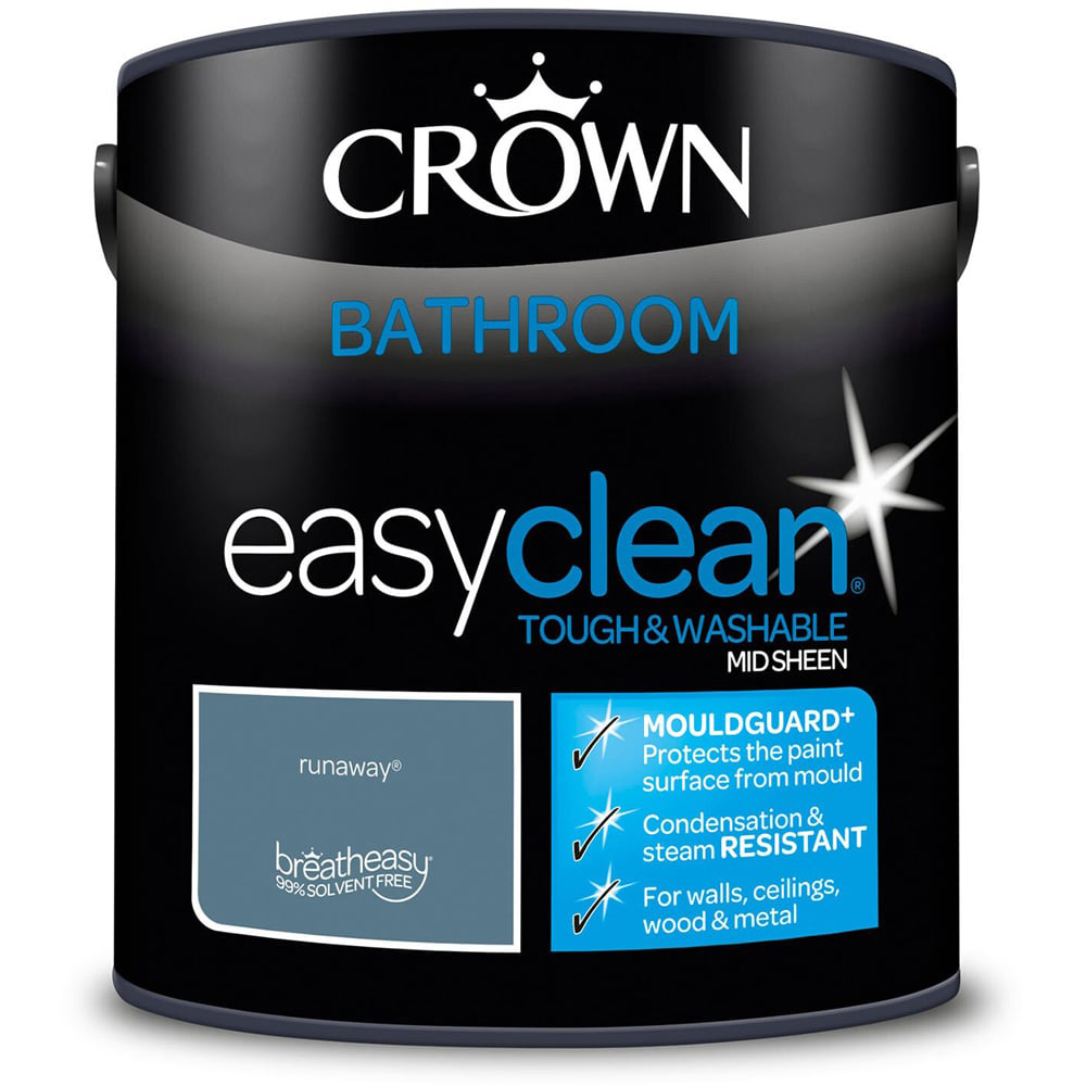 Crown Easyclean Mid Sheen Bathroom Paint - Runaway / 2.5l Image 2