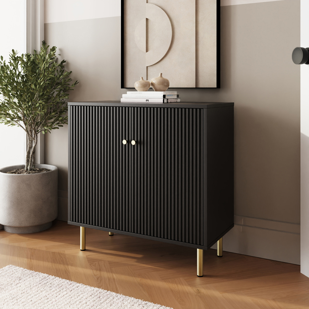 GFW Garrucha 2 Door Black Utility Shoe Cabinet Image 3
