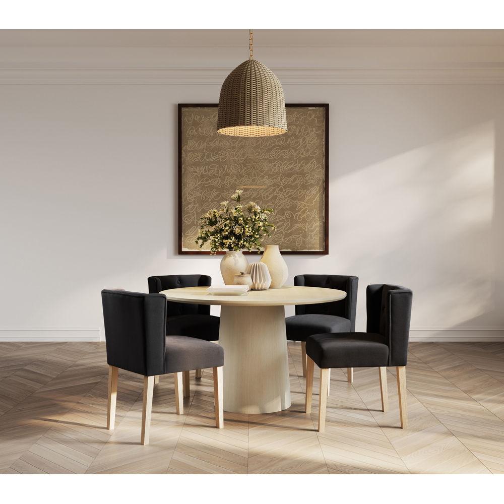 LPD Home Shay Anthracite Linen Winged Back Dining Chair Image 7