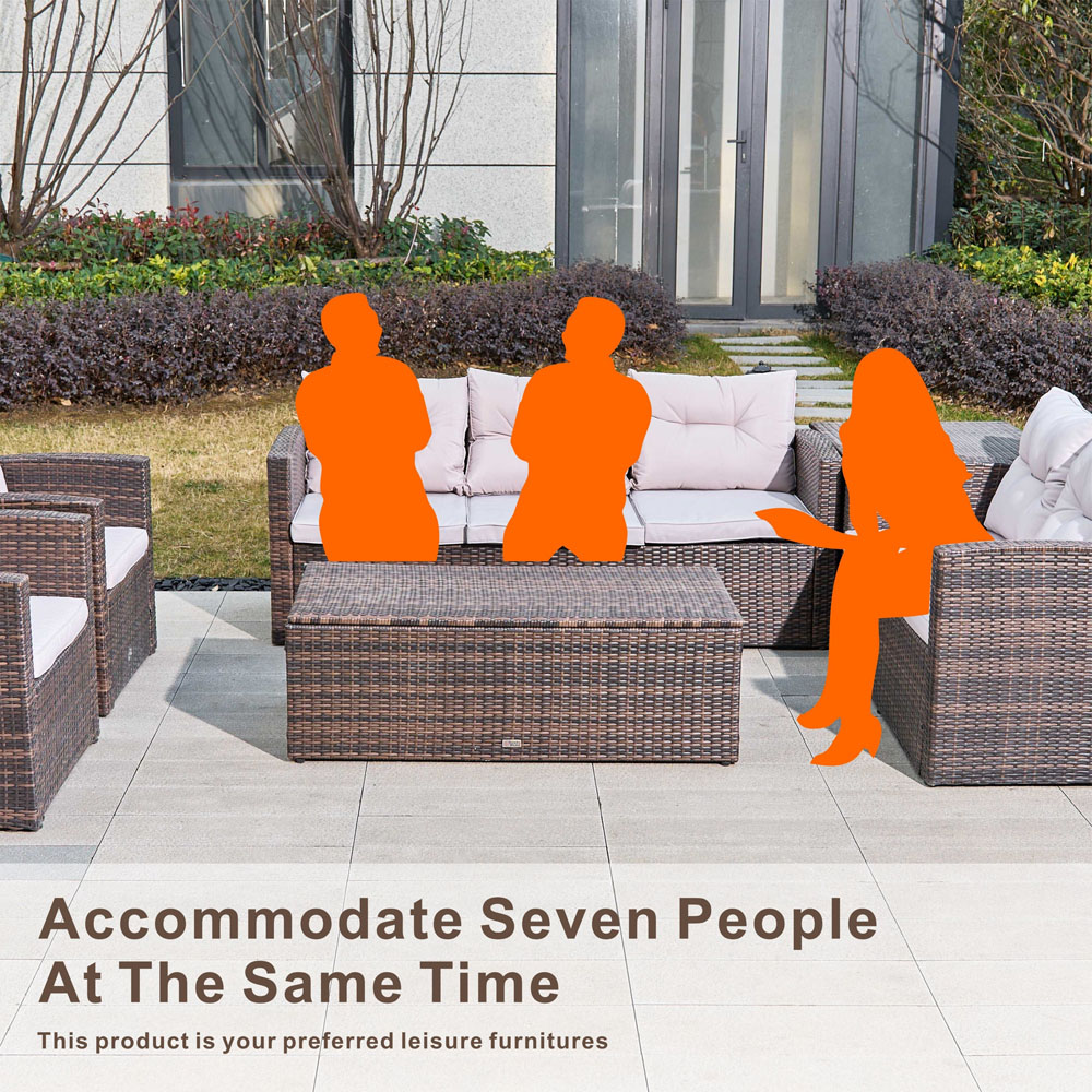 Direct wicker Brown 7 Seater Rattan Garden Sofa Set with Storage Boxes Image 6