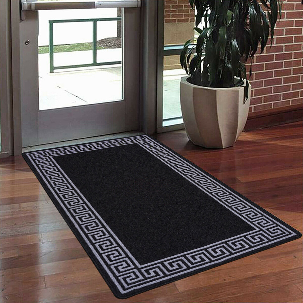 Smart Living Greekey Black and Grey Gel Back Non-Slip Door Mat 67 x 220cm Image 4
