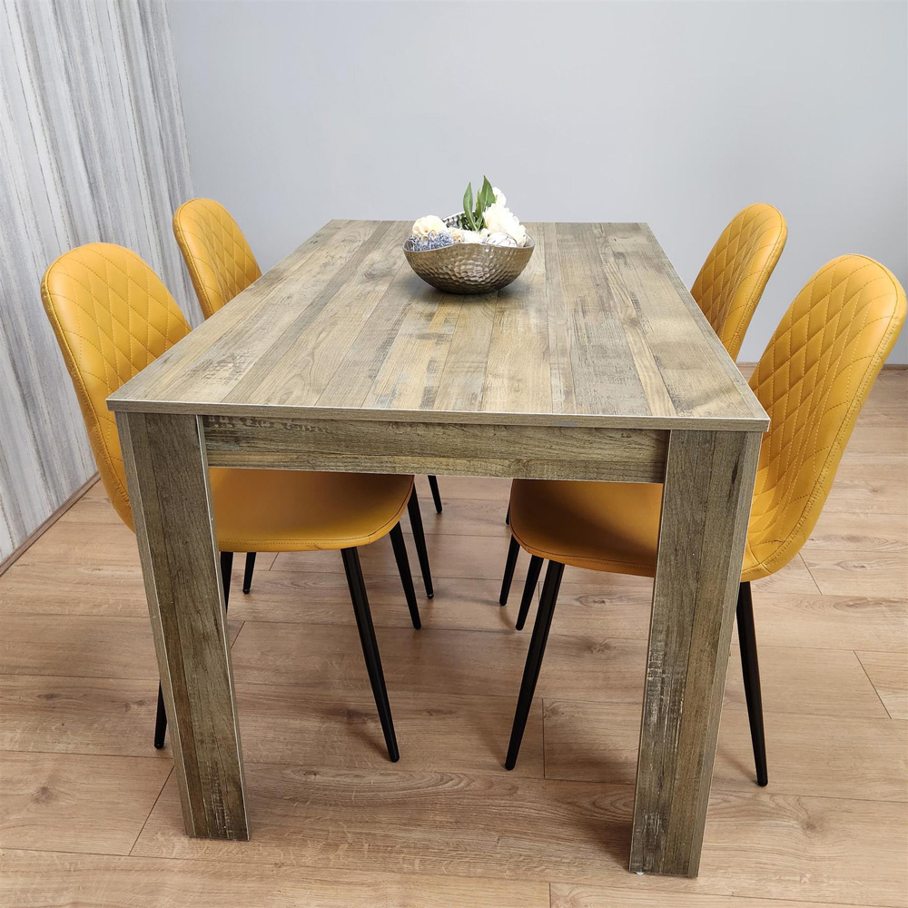 Portland 4 Seater Dining Set Rustic Effect and Mustard Gem Image 6