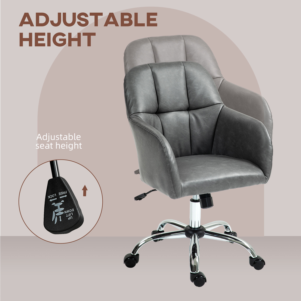 Portland Grey PU Leather Swivel Office Chair Image 6
