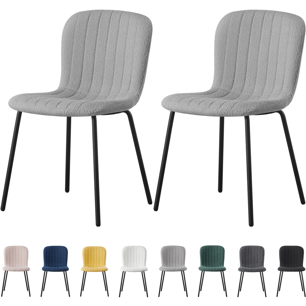 Bella Set of 2 Light Grey Teddy Faux Fur Stitched Design Dining Chairs Image 6