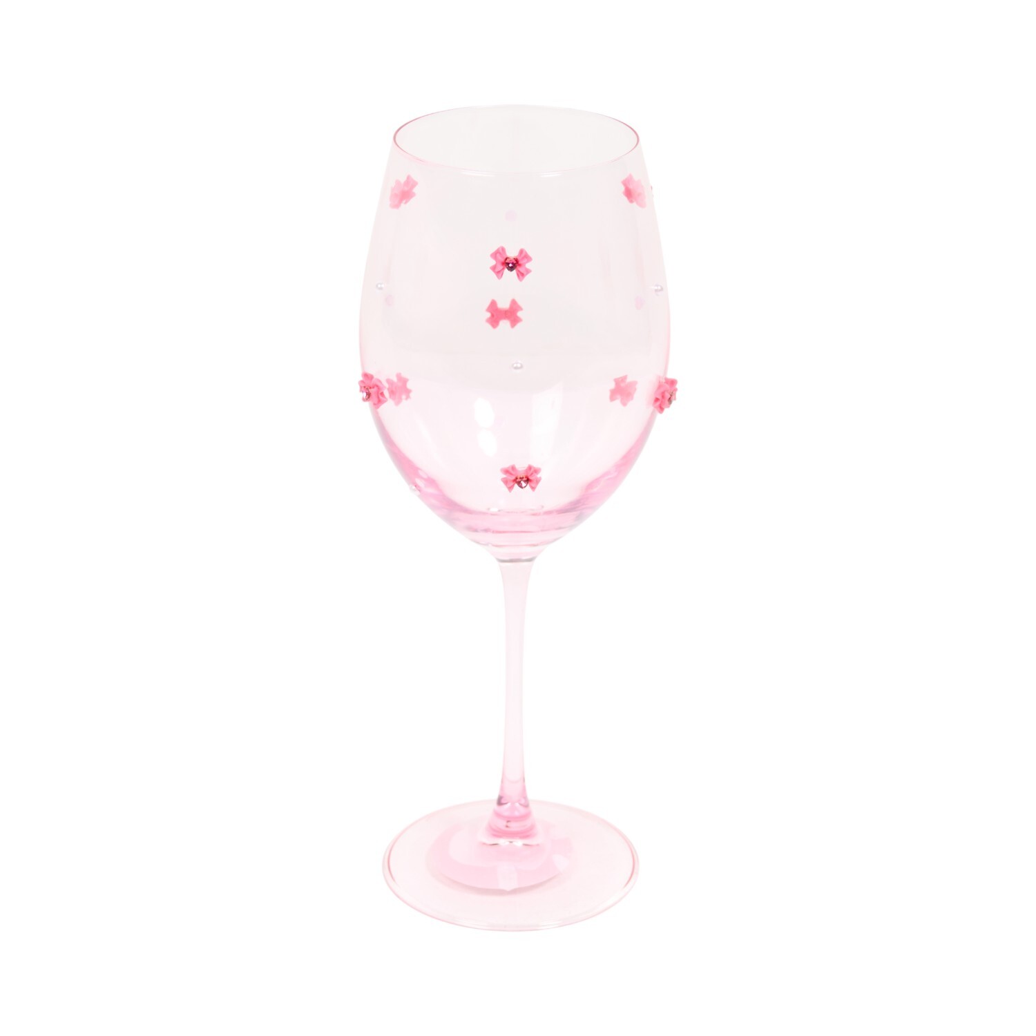 Bows and Pearls Lustre Wine Glass Pink Image 3