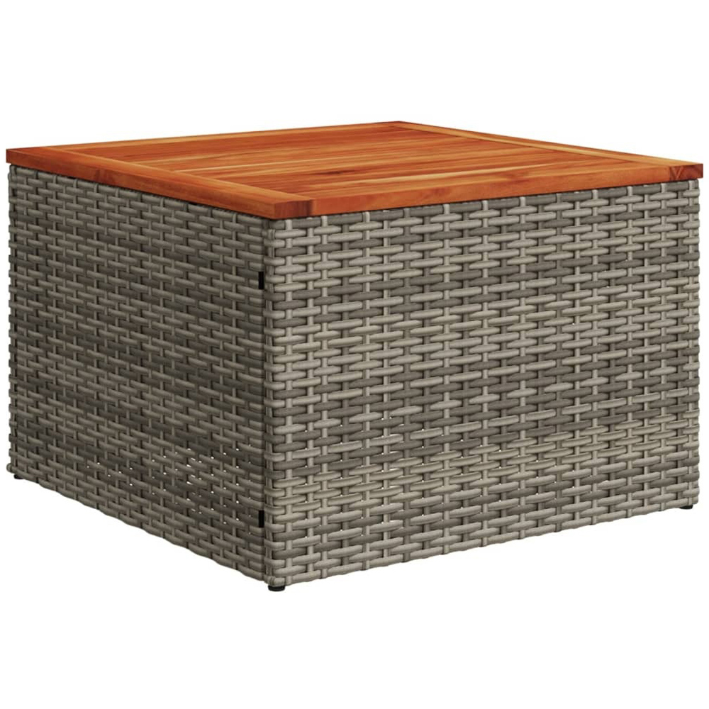 Walplus Grey Brown Poly Rattan Acacia Wood Top Garden Coffee Table Image 2
