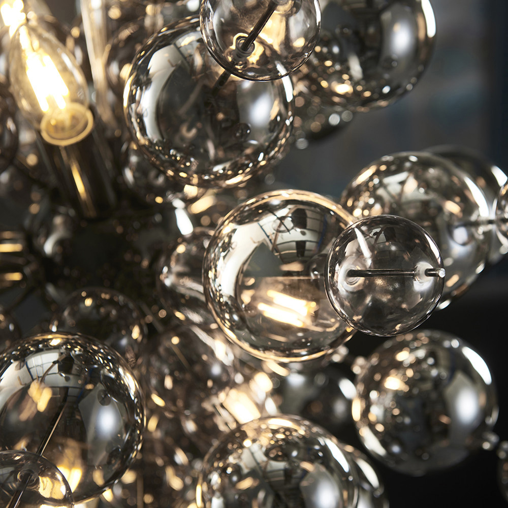 Merano Pavia Tinted Glass Black 9 Light Ceiling Pendant Image 5