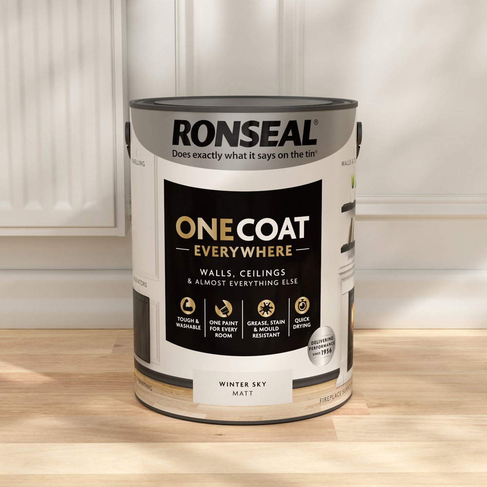 Ronseal One Coat Everywhere Winter Sky Matt Interior Paint 5L Image 5