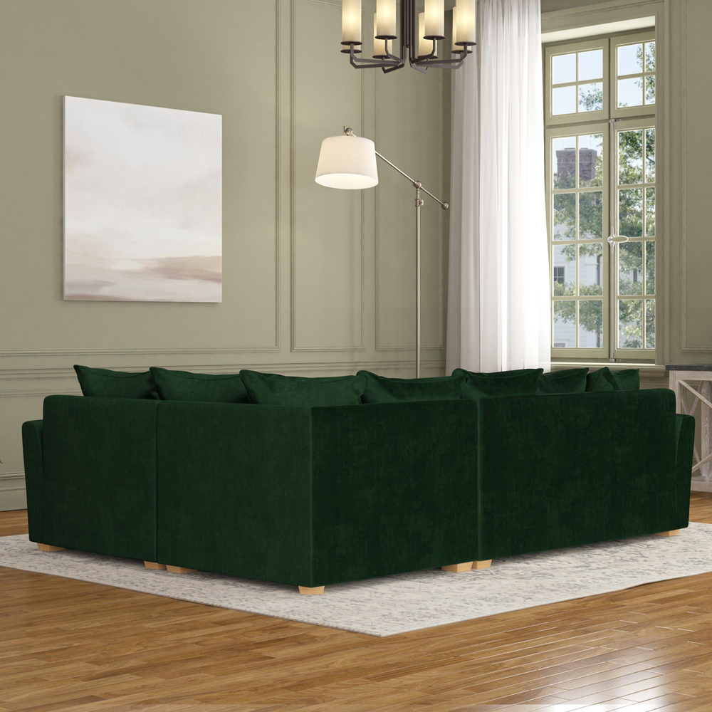 Wendleberry 3 Seater Forest Green Plush Velvet Scatter Back Right Hand Corner Sofa Image 6