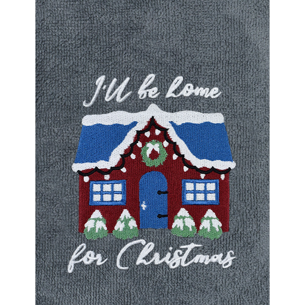 Noel Square Xmas I'll Be Home Grey Hand Towel 2 Pack Image 3