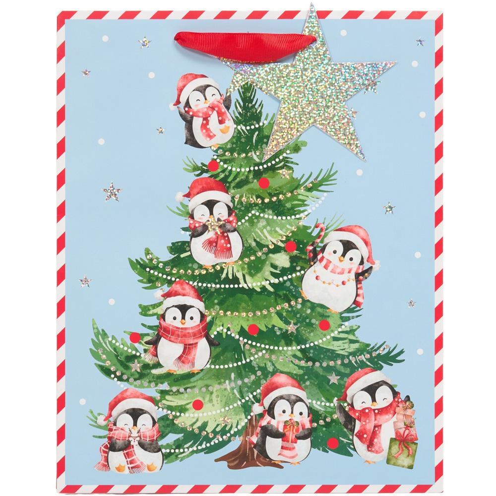 Large Festive Penguins Gift Bag Image 2