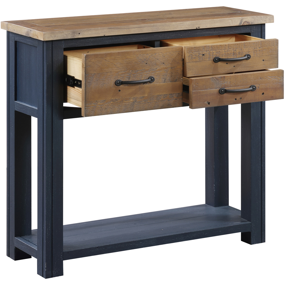 Baumhaus Splash of Blue 3 Drawer Single Shelf Wooden Blue Console Table Image 3